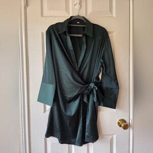 Shein Silk Robe Deep Green M